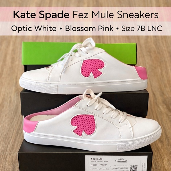 kate spade Shoes - Kate Spade Fez Mule Sneakers Optic White Blossom Pink Size 7B LNC